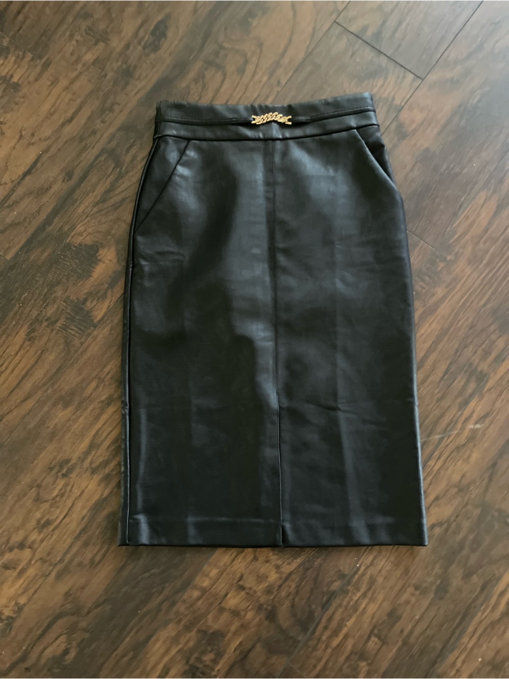 Black Vegan Leather Pencil Skirt